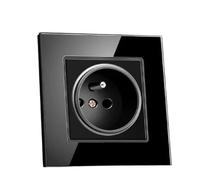 Prise de Courant 2P+T Façade avant en verre Trempé Noir