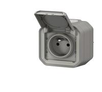 Prise de courant 2P+T Plexo étanche - IP55 complet gris saillie - Legrand 069731L