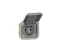 Prise de courant 2P+T PLEXO 16A 250V avec enjoliveur finition gris - - 069551L