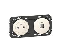 Legrand 600342 Prise de courant 2P+T Surface + chargeur 2 USB Type-A dooxie, 3A précâblés, finition blanc