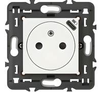Prise de courant 2P+T surface Mosaic - Chargeur USB type-C intégré - 2 modules - Blanc - Legrand