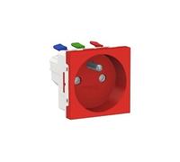 Schneider Electric - Unica - prise 2P+T - FR - 90° - raccord rapide traversant - Rouge - méca seul - NU305903