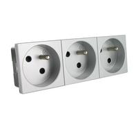 Prise 2P+T Mosaic - Aluminium - Bloc de 3 prises