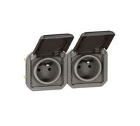 Prise de courant 2x2P+T horizontale Plexo composable anthracite (069842L)
