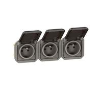 Prise de courant 3x2P+T horizontale Plexo composable anthracite (069844L)
