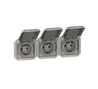 Prise de courant 3x2P+T horizontale Plexo composable gris (069564L)