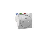Schneider Electric - Unica - prise 2P+T - FR - 90° - affleurant - raccord rapide - Alu - méca seul - NU305230