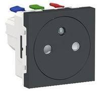 Prise terre affleurante 1 poste 2 modules Unica Anthracite Schneider