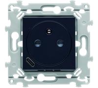 Prise de courant affleurante essensya 2P+T avec USB-C Anthracite - HAGER WE114A