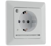 Prise de courant avec contact de protection avec éclairage 250 V 16 A MILOS Lumière LED avec capteur crépusculaire Interrupteur marche/arrêt Blanc mat