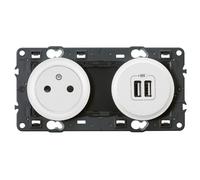Prise de Courant avec Terre LEGRAND Céliane surface et Double Chargeur USB Blanc