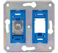 Prise de Courant Coaxiale Modulaire avec Plaque et Bord de Recouvrement Hirschmann Argent Argent G