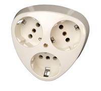 Prise de courant, de forme triangulaire, 3-way, une couleur, blanche