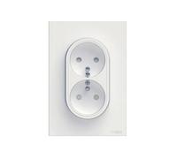 Prise de courant double SCHNEIDER Odace S320559 - 16A - 230V - 2x 2P+T - blanc