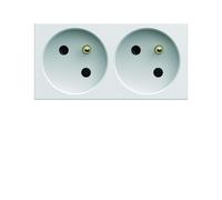 Prise de courant double speciale goulotte gallery 2P+T 16A pure carton de 50 - HAGER WXF422B50