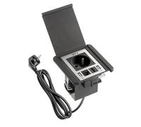 Prise de Courant Encastrable FLIP Pour Meubles et Plan de Travail - Avec USB Prise Française RJ45 HDMI - Câble 1 5 m - Noir