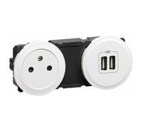 Prise de courant fort - 2P+T + chargeur double USB - Céliane LEGRAND