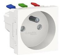 Schneider Electric – Prise 2P+T Unica NU305918 – 90° FR – Raccord rapide traversant – Blanc