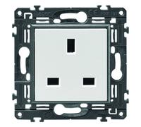 Prise de courant gallery 2P+T standard britannique pure, livrée avec support - HAGER WXF191B