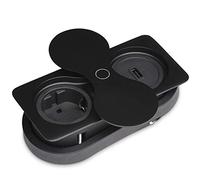 Prise de Courant Intégrée carrée (1 x Port USB / 1 x Prise Schuko) noir incl. Fiche avec Push to open Couvercle Pivotant
