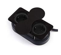 Prise de Courant Intégrée carrée (2 x Prise Schuko) noir avec Push to open Couvercle Pivotant Prise Double pour Plans de