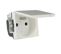 Prise de courant - LEGRAND - Mosaic - 2P+T à volet - Blanc