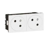Prise de courant - LEGRAND - Mosaic - Double - 2P+T - Blanc