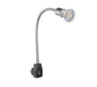 ledscom.de Lampe à prise LESCH Lampe de lecture col de cygne, chromé/noir, incl. LED GU10 (blanc, 8,2W, 1179lm, 33°)