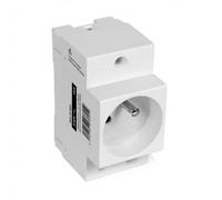 DEBFLEX - Prise Électrique 2P+T Pour Tableau Electrique - Prise Modulaire 10/16A avec Terre - Montage sur Rail DIN - Grise