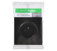Prise de courant ODACE avec terre + plaque anthracite SCHNEIDER