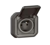 Prise de courant 2P+T complet encastré - anthracite - Plexo LEGRAND
