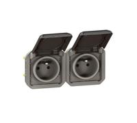 Legrand Prise de courant Plexo 069842L – 2 x 2P+T horizontale composable anthracite