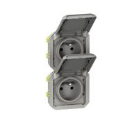 Legrand Prise de courant Plexo 069563L 2 x 2P+T verticale gris composable