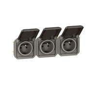 prise de courant - 3 x 2p+t - horizontale - anthracite - composable - legrand plexo 069844l
