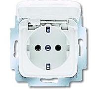 Prise de courant SCHUKO® Busch-Jaeger, 2CKA002018A0778 20 EUK-214, avec couvercle rabattable, blanc alpin - Reflex SI