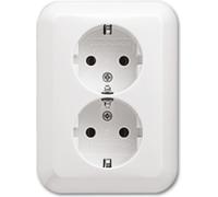 Prise de courant Schuko double Busch-Jaeger 20-02 EUJ-24G blanc studio