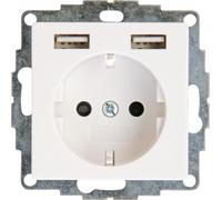 Prise de courant simple 2xUSB HK07 blanc pur