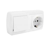Prise de courant Solera mur63u Schuko Bipolar Double Interrupteur/Mode blanc Surface 16 A