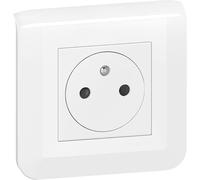 Prise De Courant Surface Mosaic, Fixation À Griffes, Design Brillant Blanc, Raccordement Rapide Par Bornes Automatiques, Protection Enfant Intégrée