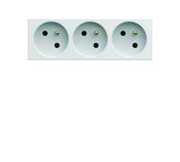 Prise de courant triple speciale goulotte gallery 2P+T 16A pure carton de 50 - HAGER WXF423B50