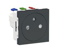 Prise de courant Unica - SCHNEIDER - 2P+T - Anthracite - 90° - affleurant - raccord rapide