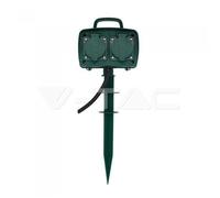 Multiprise de jardin à 4 voies - Vert - Câble de 3 m - Avec pic de jardin