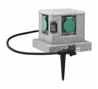 Prise de jardin avec capteur crépusculaire, 4 prises extérieures avec câble de 1,5 m, répartition de courant IP44 résistante aux intempéries pour le jardin, avec piquet