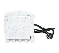 Prise de jardin forme pierre avec minuterie mécanique, 2 prises 16 A 250 V, boîtier résine IP44, câble caoutchouc 1,5 m, installation extérieure pour jardin, pompe, lampe, tondeuse