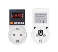 Prise de Protection de Tension Automatique, AC 220V 16A Protecteur de surtension Ajustable Protection électrique Prise de Courant Protecteur de Tension sûr Prise EU (UE Pas d'affichage)