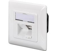 Prise de raccordement Cat-6A - 2 Port RJ45 - Prise réseau encastrée - Alimentation Horizontale - Design Possible - Blanc Pur DN-9008-1