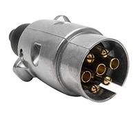 Prise de remorque - Maso 7pin Remorque Prise étanche Remorque Electrics Adaptateur Prise Convient pour 7 Broches Heavy Norme européenne Remorque boîtier en aluminium Argenté 12 V d'entrée