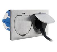 Zenitech - Prise de sol 16A 2P+T finition alu brossé - IP55 double