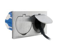 Prise de sol 16A 2P+T finition alu brossé - IP55 double - Zenitech