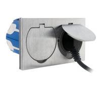 Zenitech Double prise de sol 16A 2P+T – Finition alu brossé IP55 avec boîte d'installation